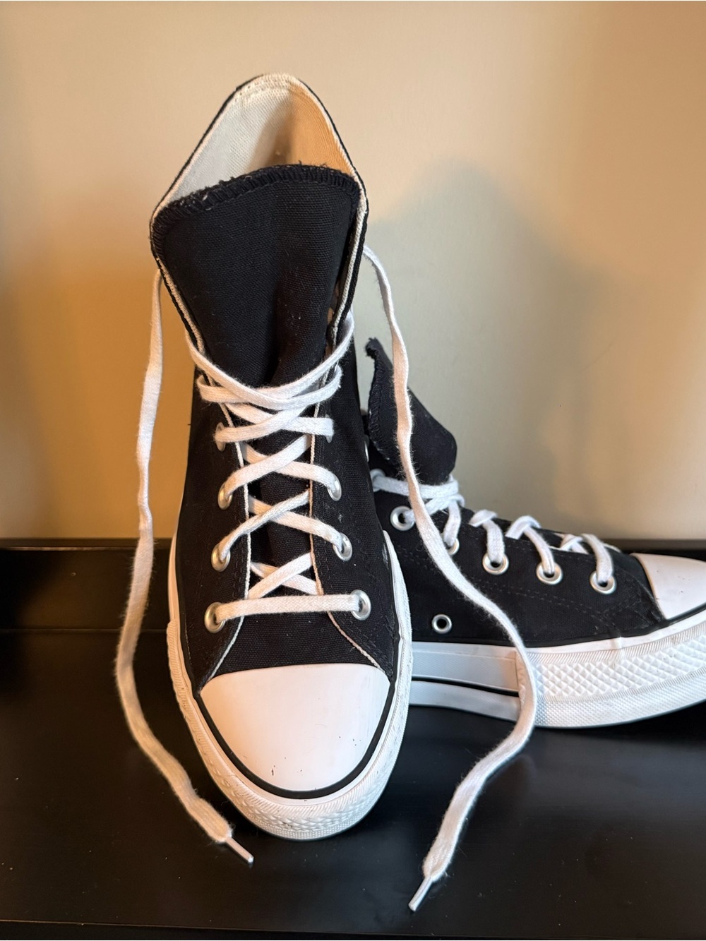 Converse All Star Platform High Top Black Sneakers Women’s 8